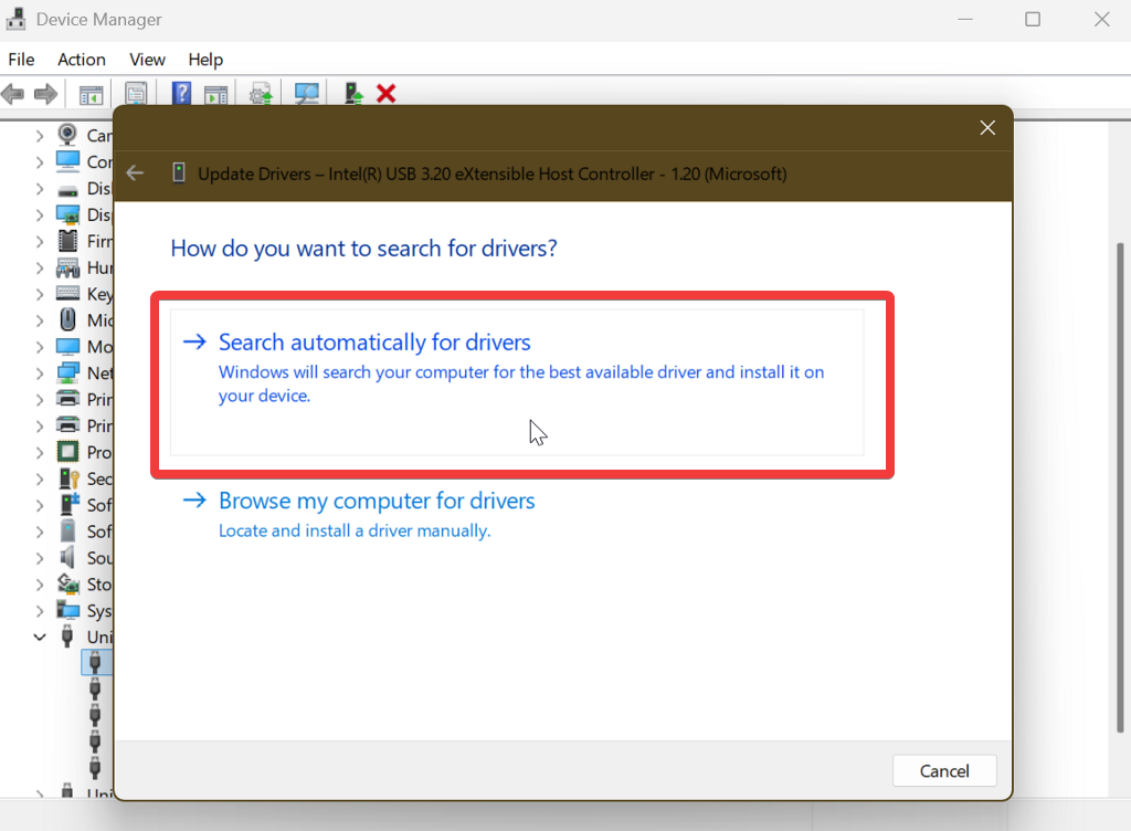 search automatically for drivers