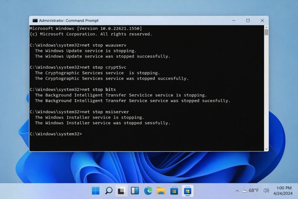 Stop Windows Update Using Command Prompt