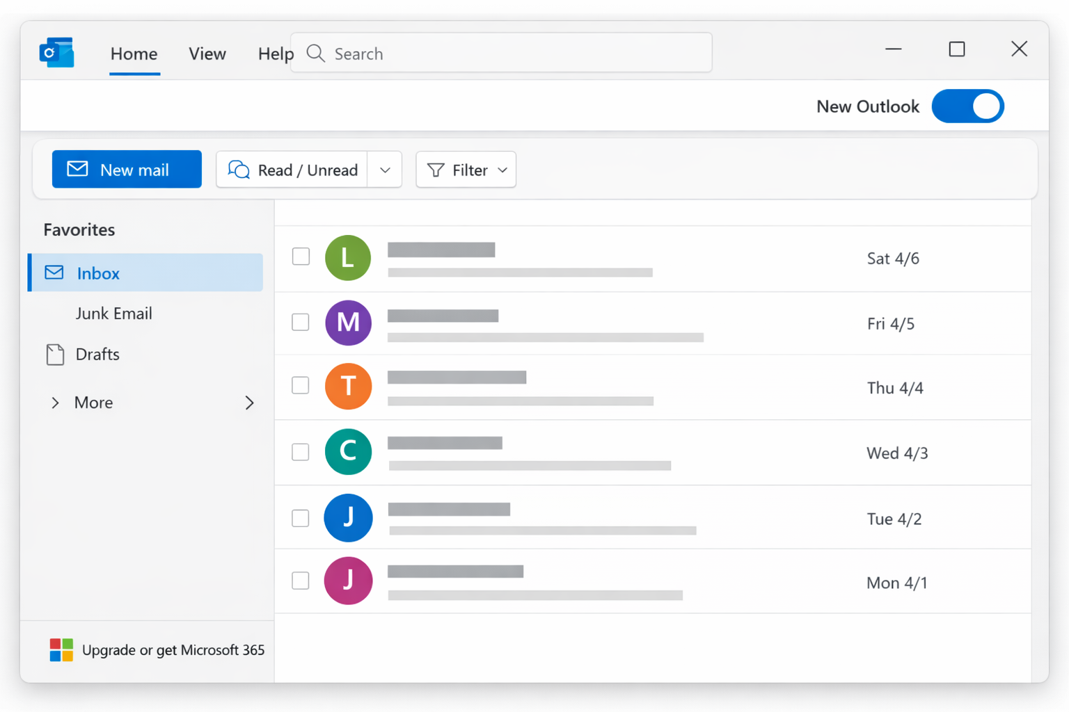 New Outlook title bar showing the 