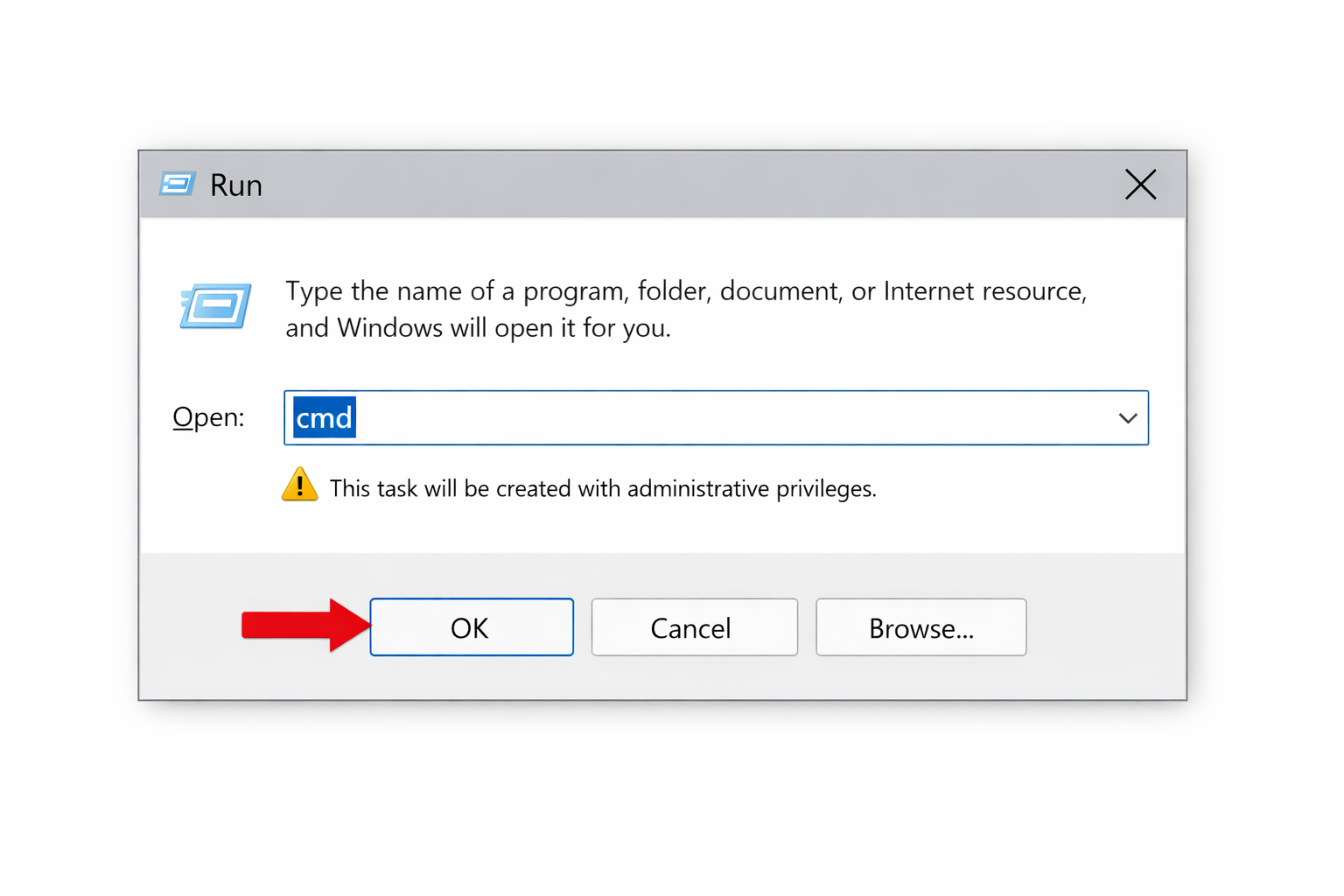 Run dialog open with 