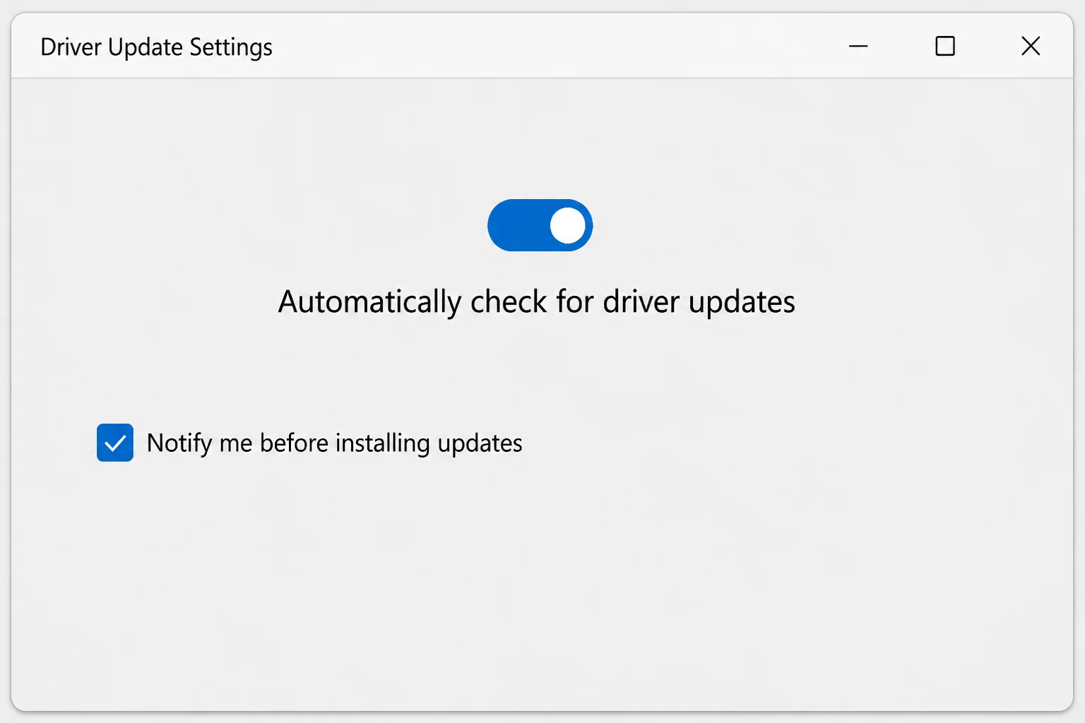 Generic manufacturer update utility settings area showing its separate automatic driver update control without assuming a specific brand or current state