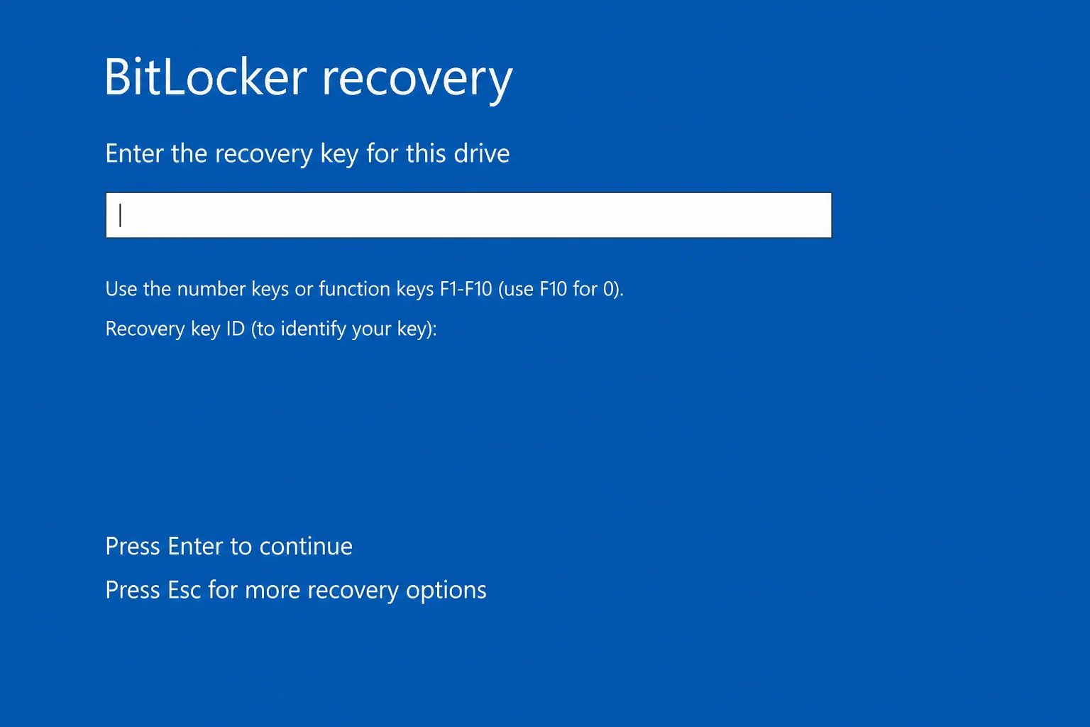 BitLocker Drive Encryption window showing the recovery-key backup control, with all key digits and identifying information redacted