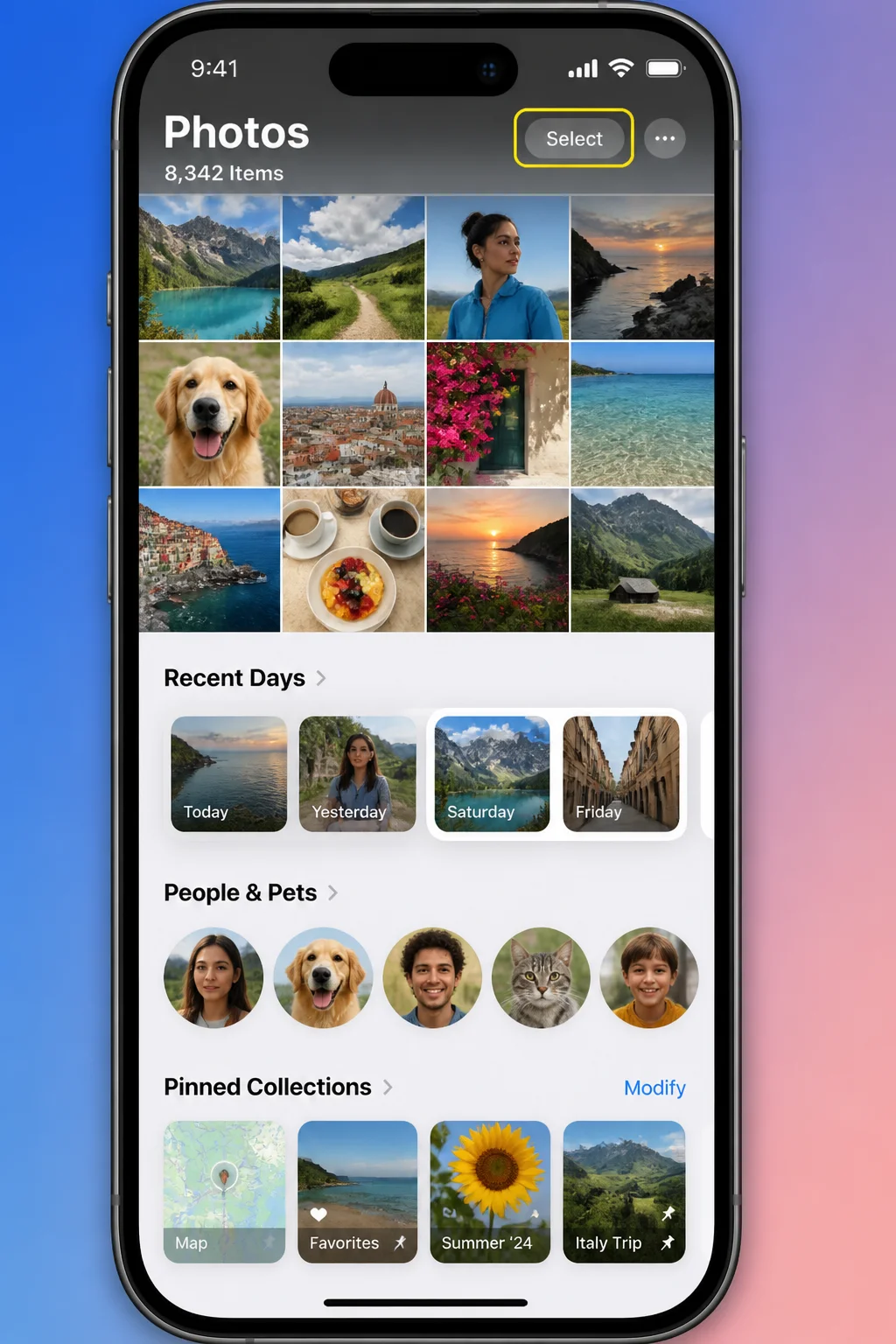 Image Size app on iOS 18 showing the main screen with the photo picker button highlighted