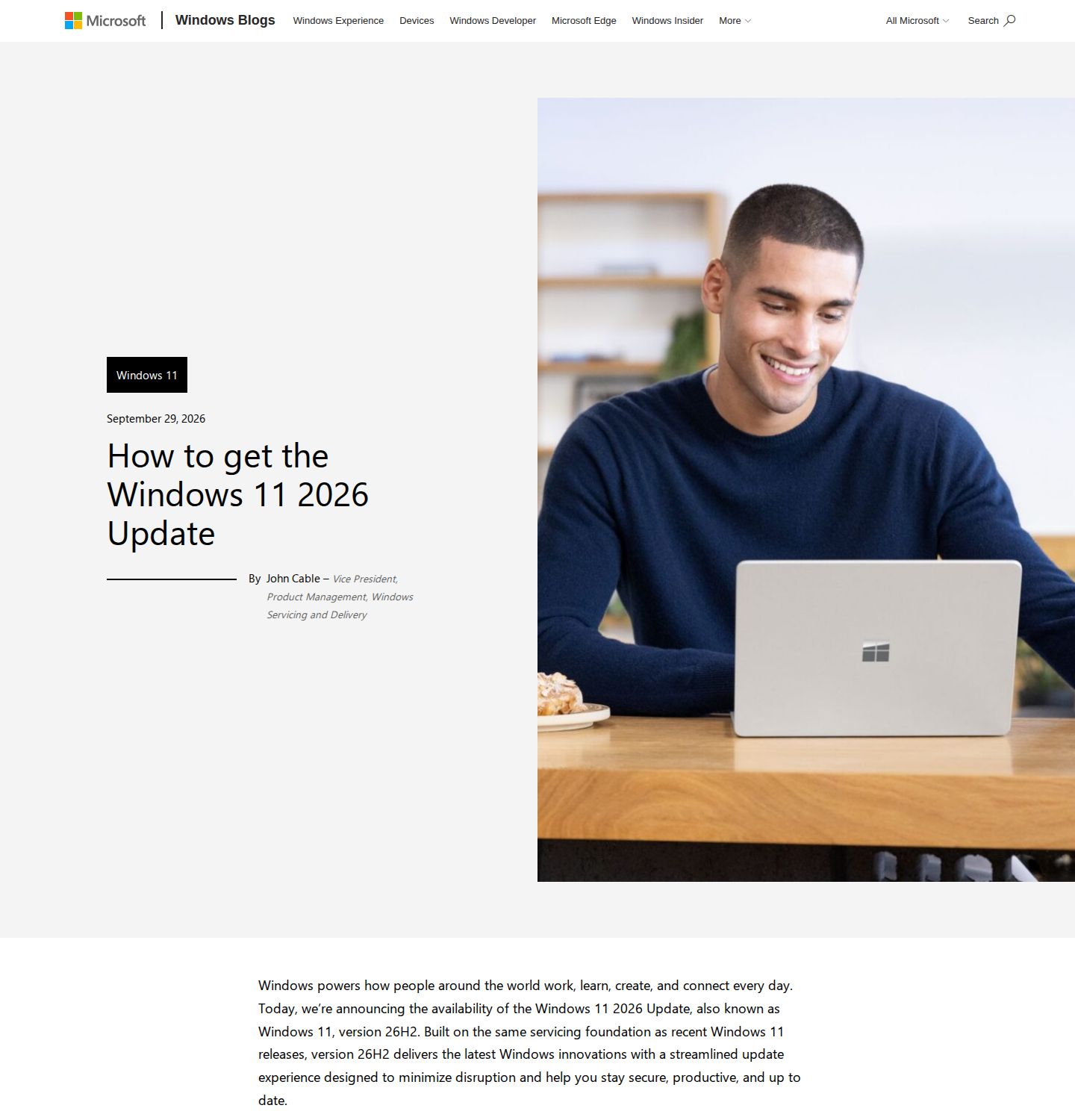 Windows 11 version 26H2 now broadly available for all eligible devices