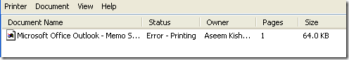 Cant delete print jobs in windows xp